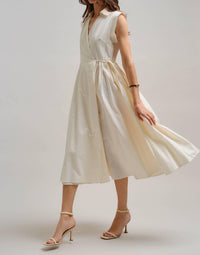 Urban Daizy - Collared Cap Sleeve Wrap Midi Dress