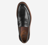 JOHNSTON & MURPHY Men's Tyson Dress Penny Loafers in black full grain - men's loafer - detail view
