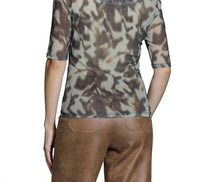 Apny - Mesh Knit Animal Print Top