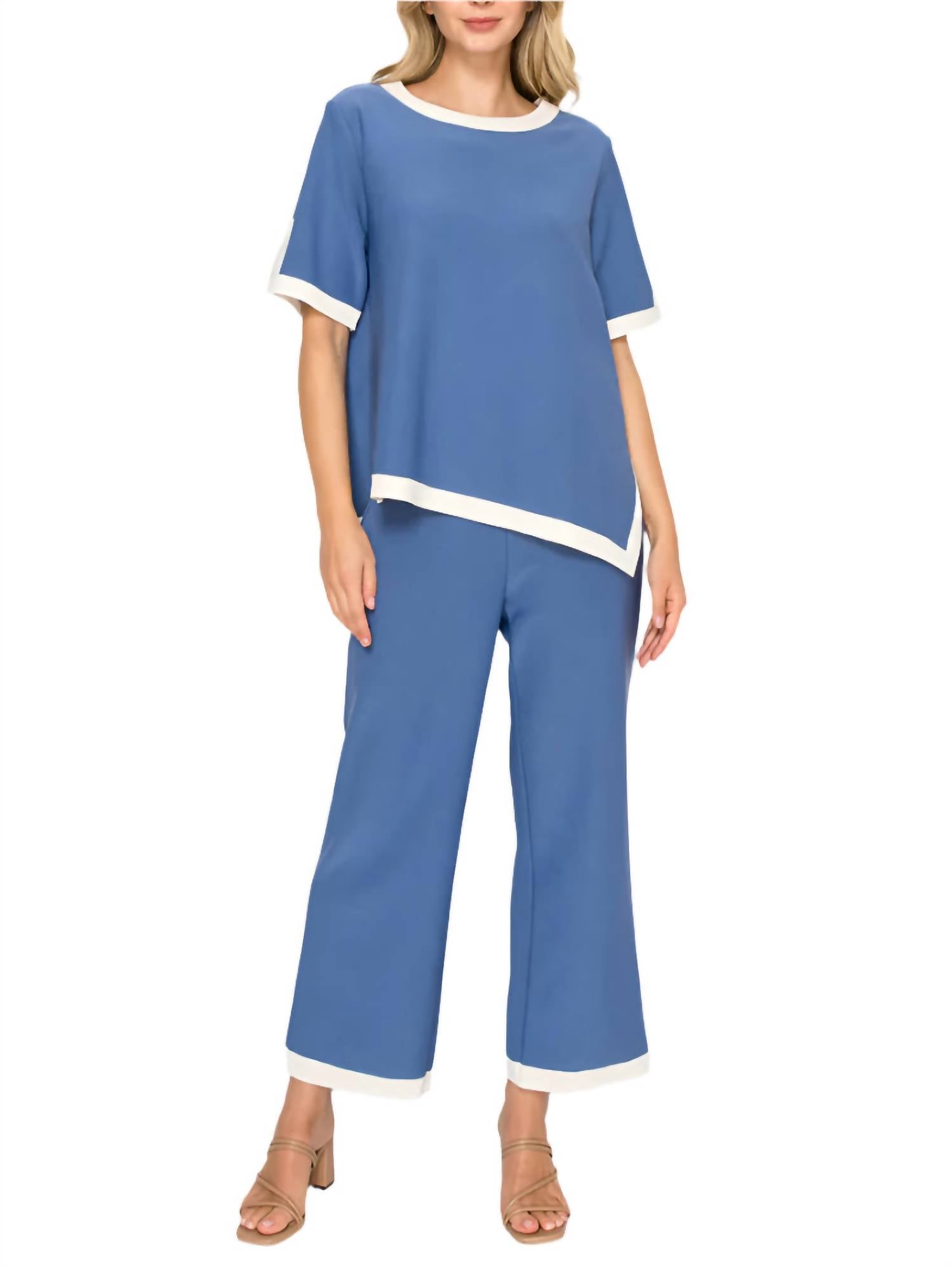 Joh - Crepe Top And Pants Knit Set