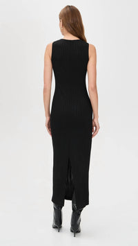Rag & Bone Natalia Boatneck Midi Dress in black - women's dress - detail view