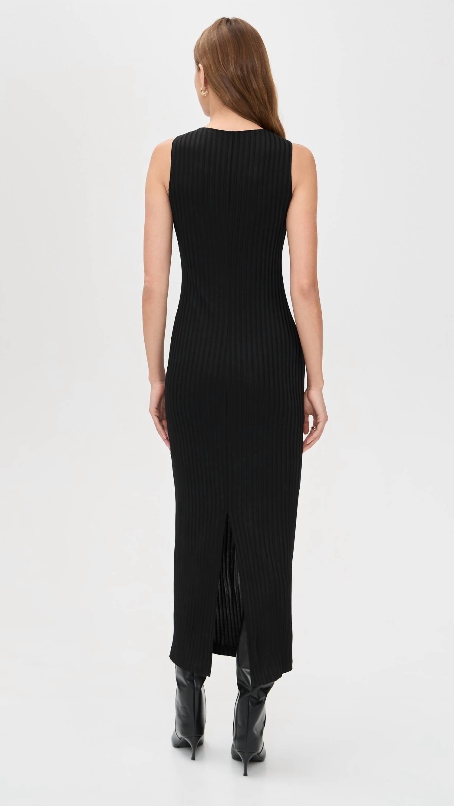 Rag & Bone Natalia Boatneck Midi Dress in black - women's dress - detail view