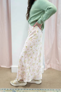 Storia - Floral Satin Midi Skirt