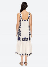 SEA Catrine Midi Dress in blue - women's dress - detail view