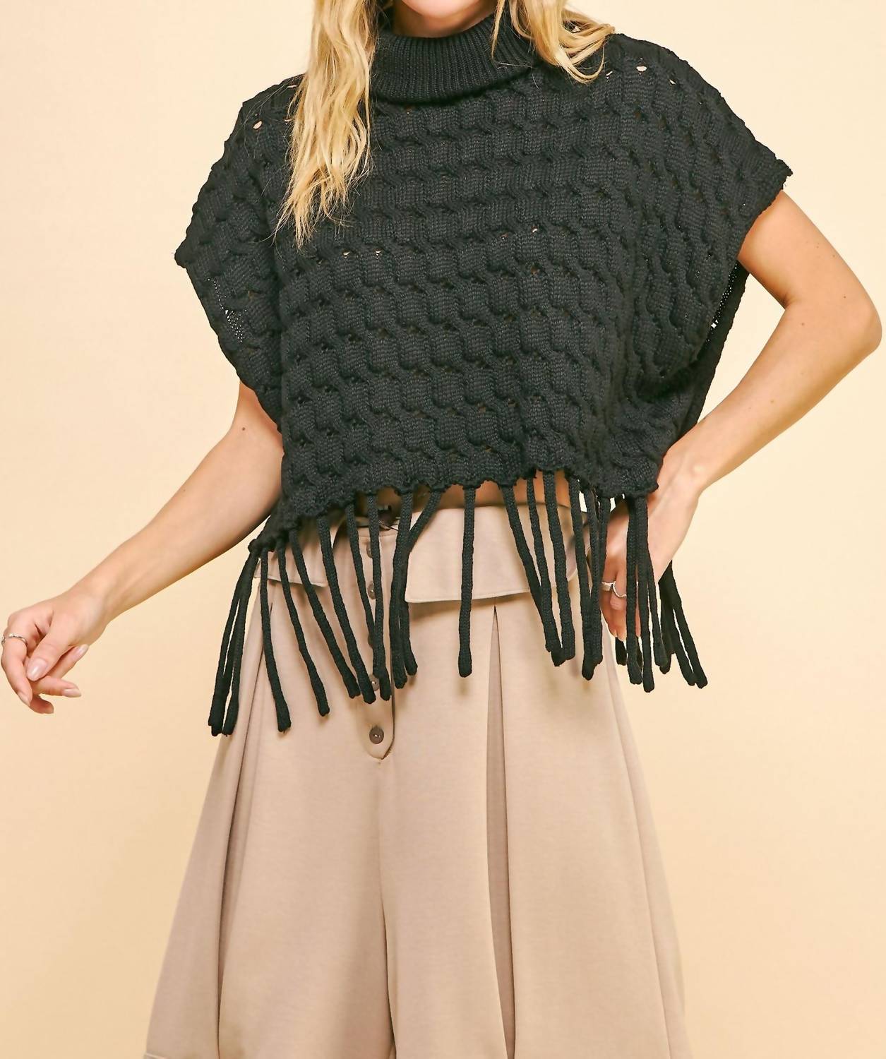 Davi & Dani - Turtleneck Fringe Sweater