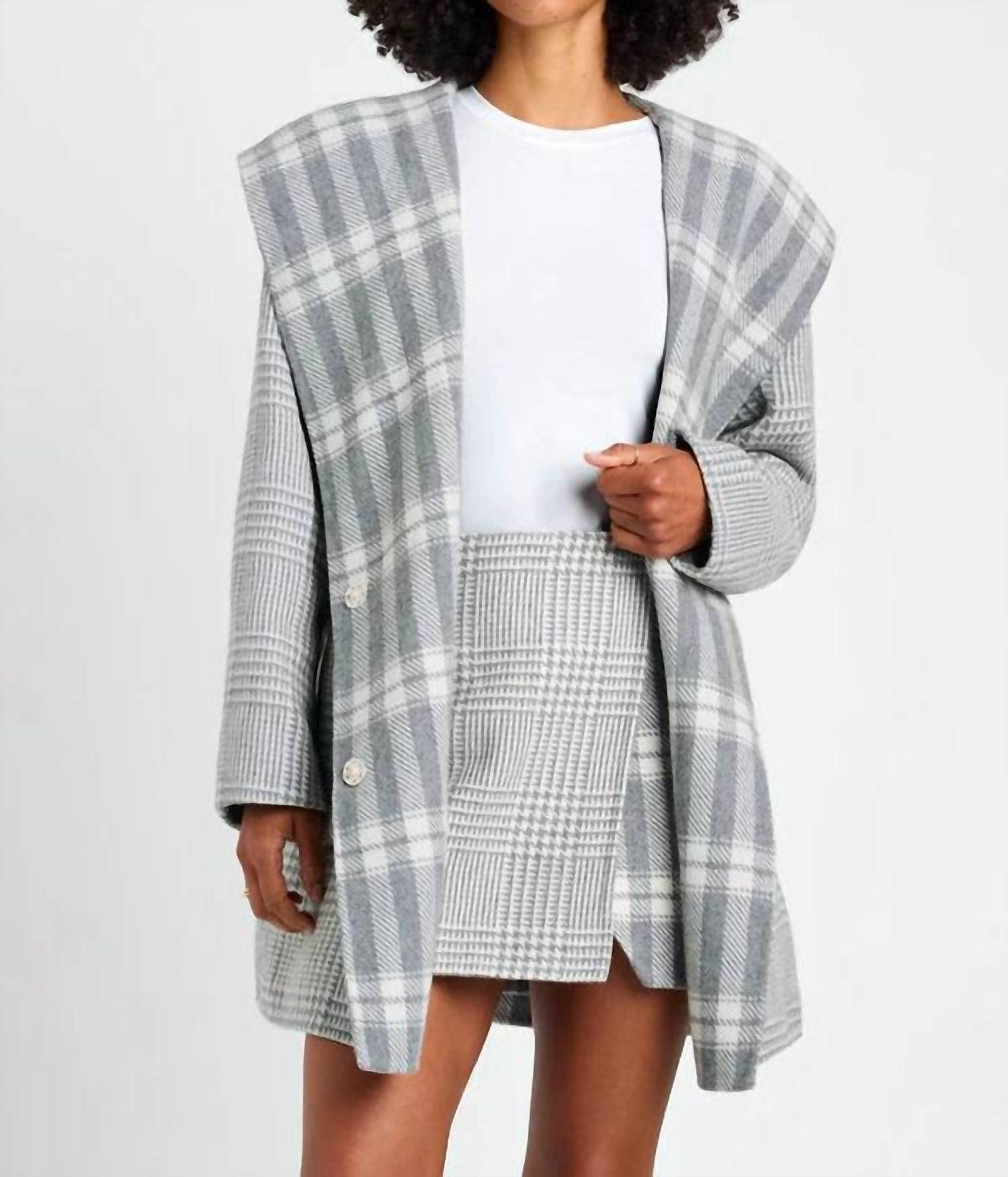Splendid Eli Reversible Coat in grey check - women's jacket