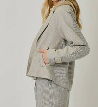 Mystree - Collared Mix Media 3 Button Jacket
