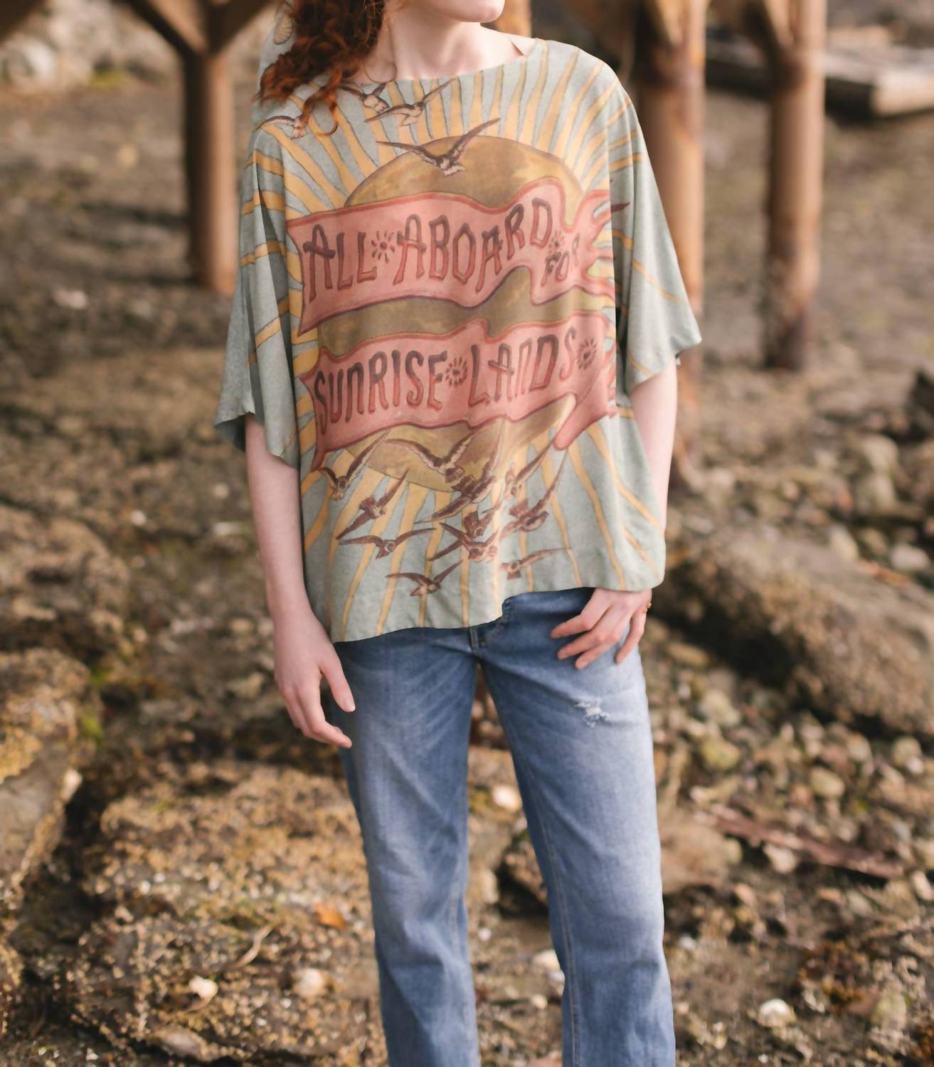 Market Of Stars - Sunrise Lands Luxe Bamboo Landscape Print Tunic Shirt