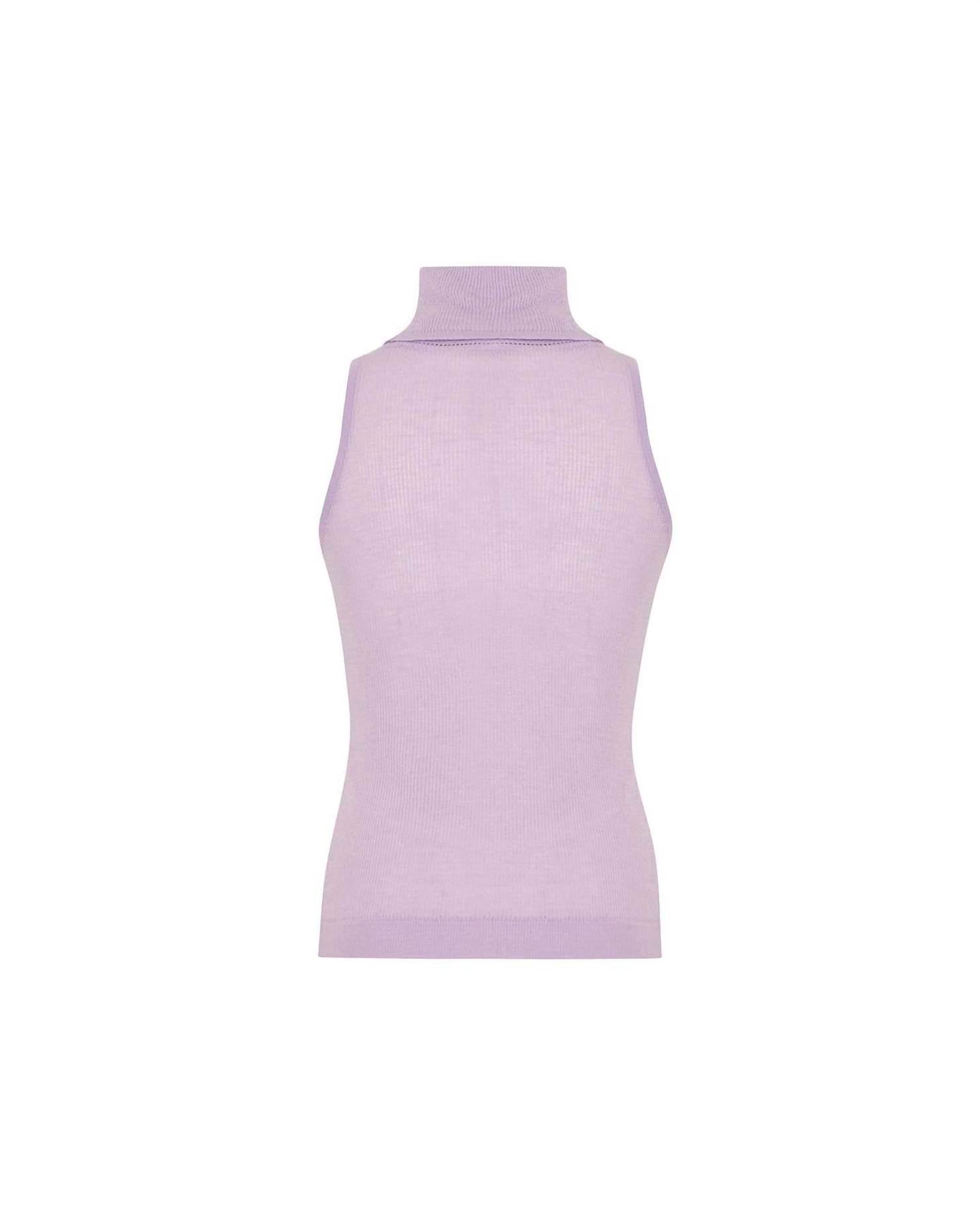 Theo The Label - Women's Nomia Sheer Knit Sleeveless Turtleneck Top