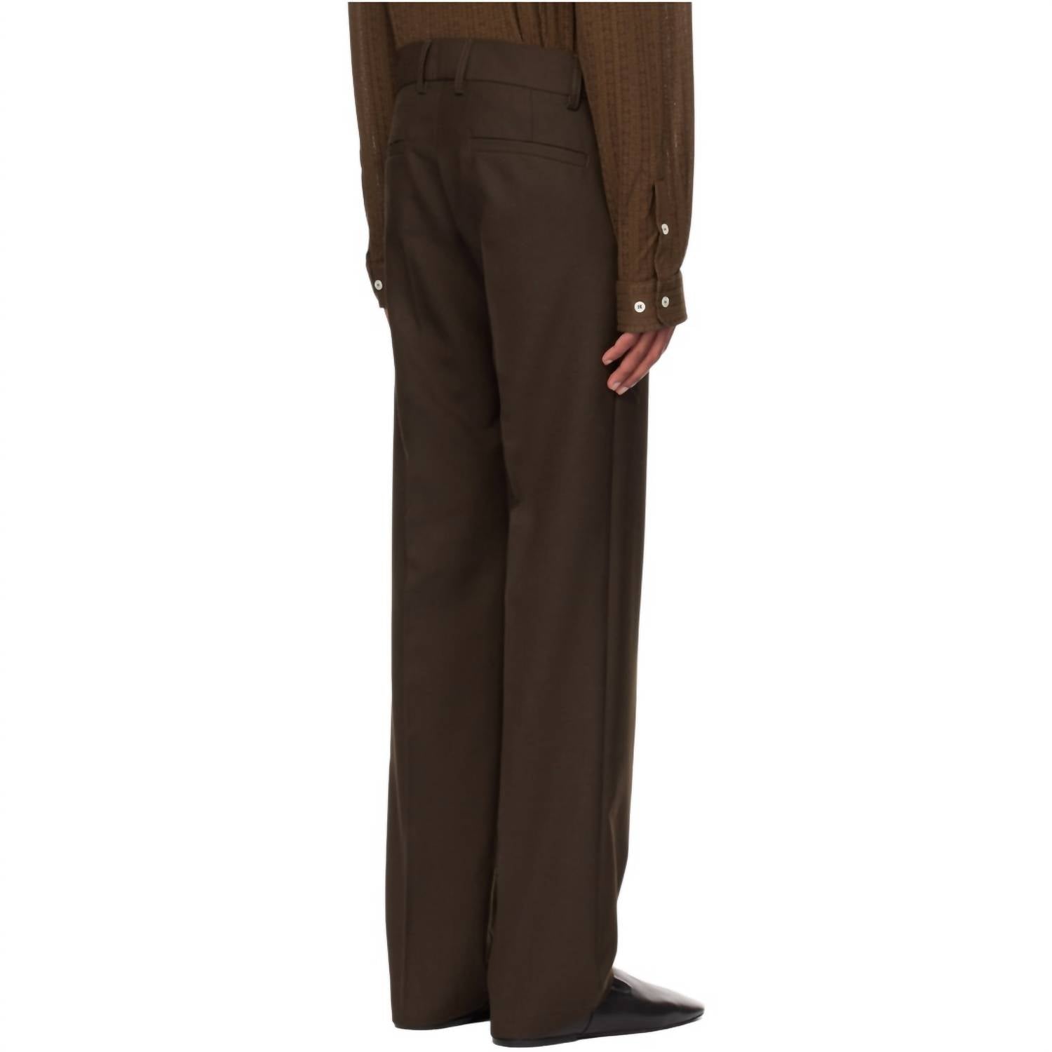 Sefr Mike Suit Trouser Pants in sludge brown wool - women's pants - alternate view
