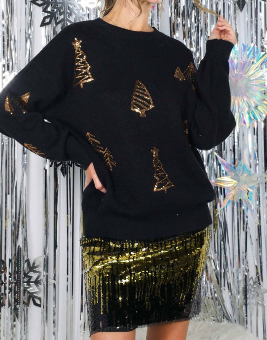 Vine & Love - Tree Sequin Knitted Crew Sweater