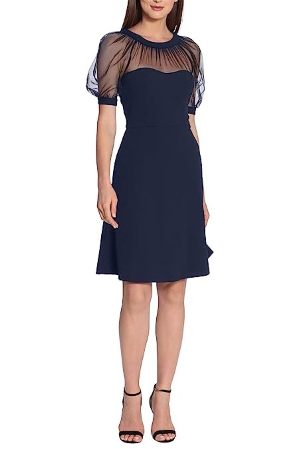 Maggy London - Short Sheer Puff Sleeve Dress