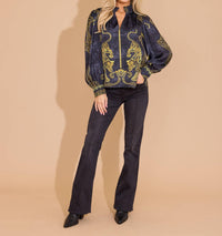Alden Adair Phoebe Long Sleeve Top in pouncing panther 1 - women's blouse - view 5