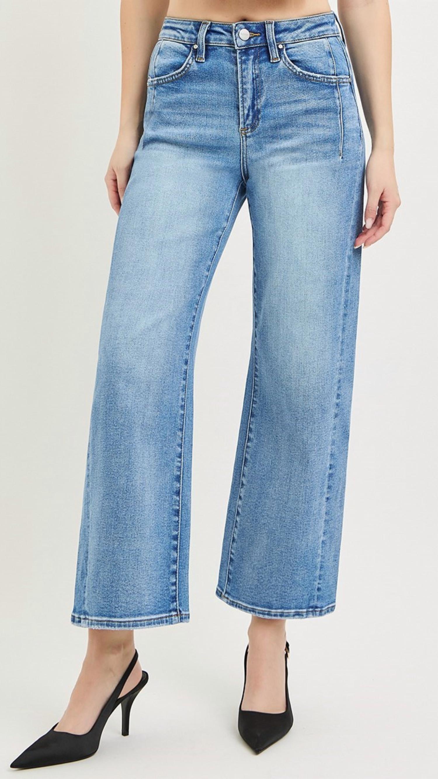 Risen - High Rise Slouchy Crop Wide Leg Jeans