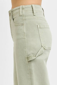 Risen - Tummy Control High Rise Crop Wide Jeans