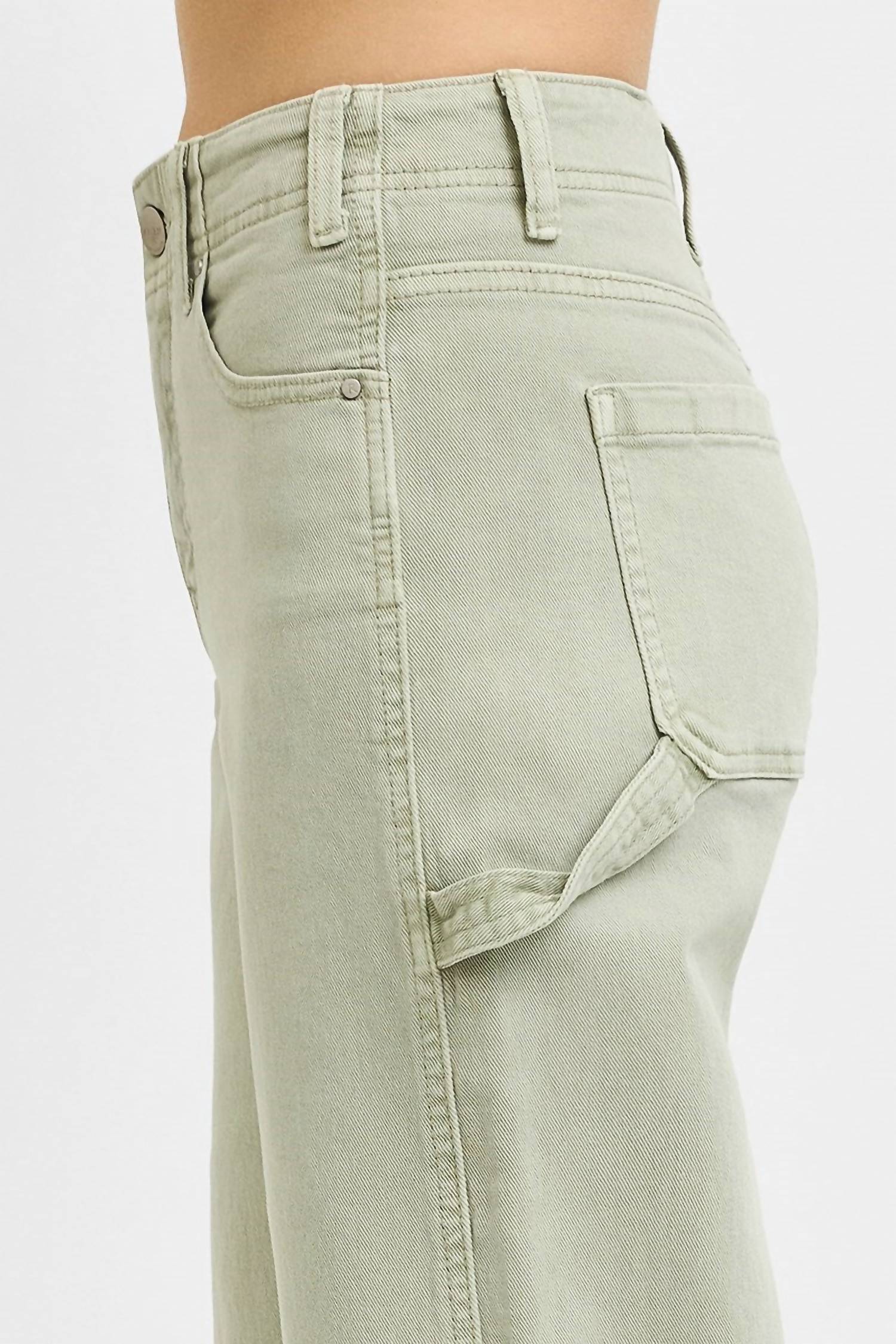 Risen - Tummy Control High Rise Crop Wide Jeans