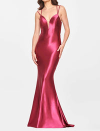 Faviana - Stretch Satin Long Dress