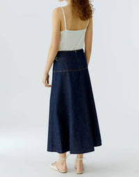 Oui Women's A-line Skirt in raw denim - women's skirt - detail view
