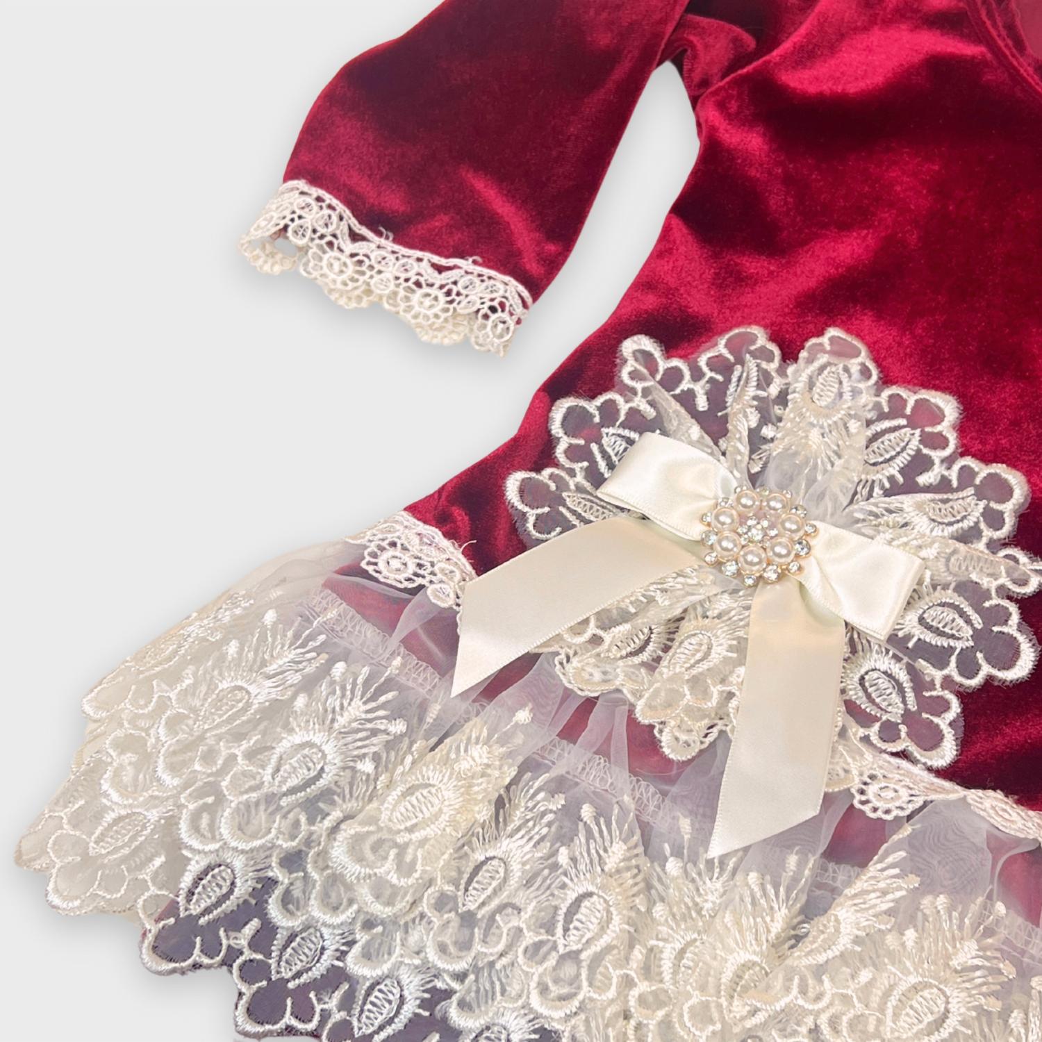 Katie Rose - Girl's 2-Piece Velvet Tunic Top With Lace Set