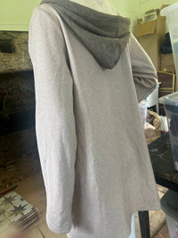 Hem & Thread - Women's Faux Hoodie Insert Herringbone Towfer Coat