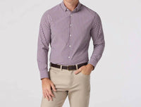 Mizzen + Main Leeward Trim Fit Long Sleeve Dress Shirt in eggplant crew gingham - men's shirt