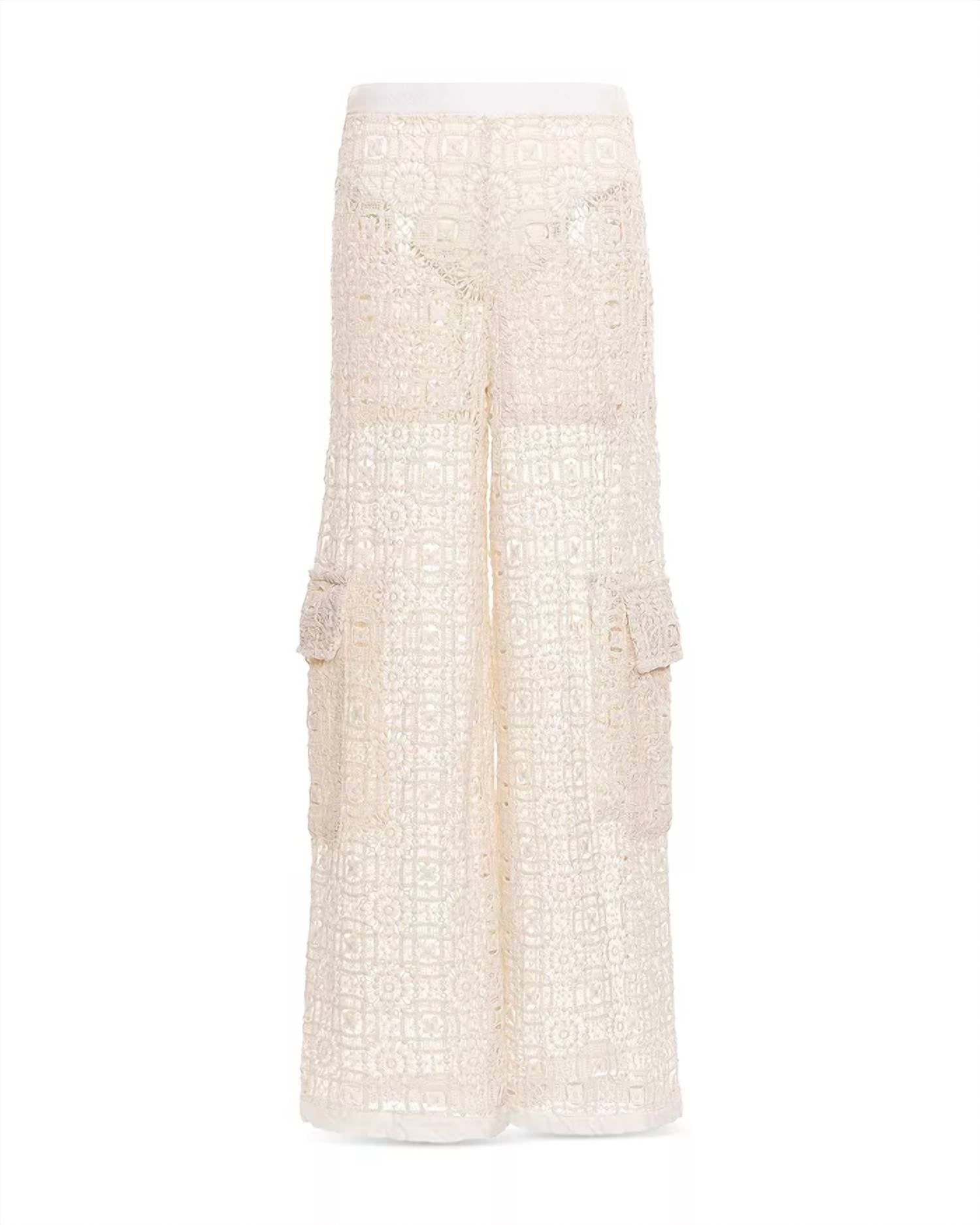 Agua Bendita - Maca Jardim Lace Wide Leg Cover-up Cargo Pants