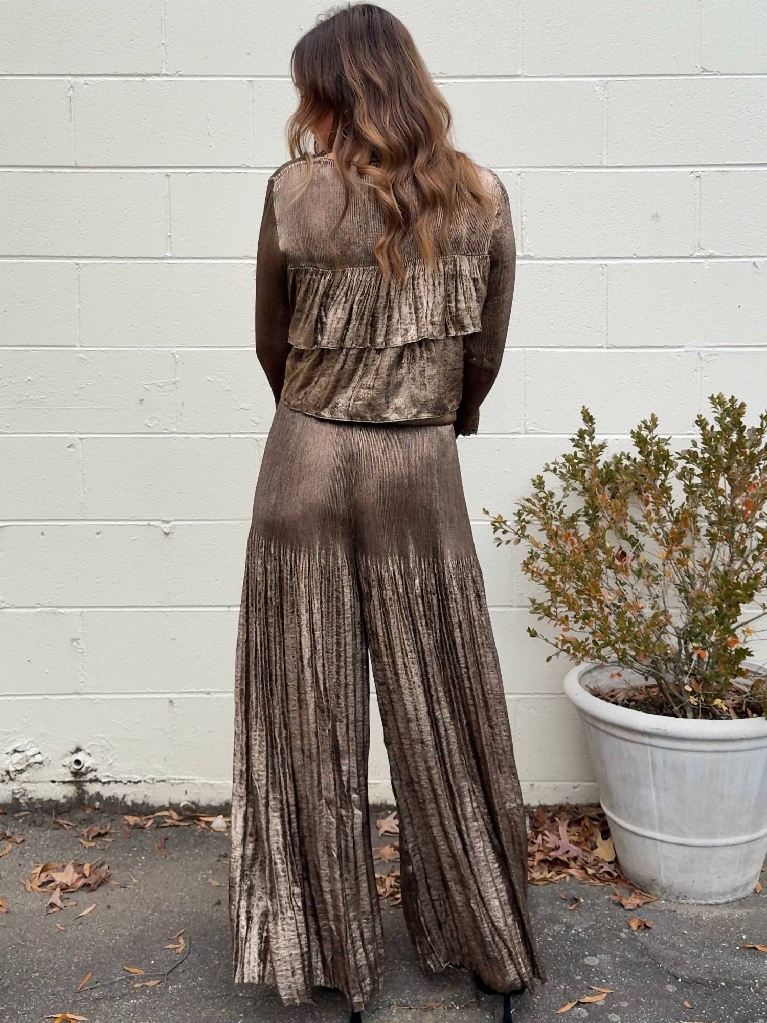 Current Air - Miley Wide Leg Metallic Pants