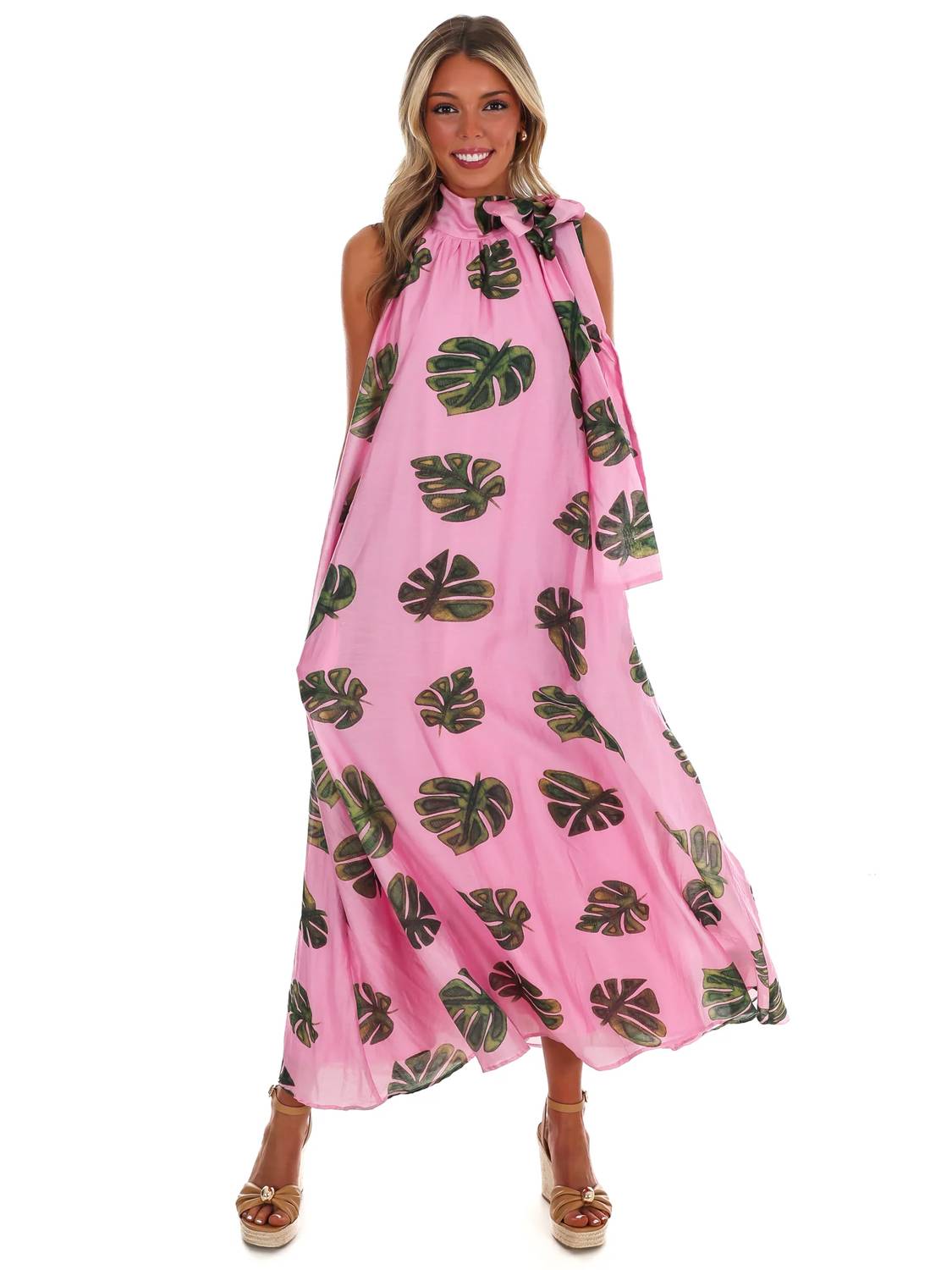 Entro - Palm Haven Halter Neck Maxi Dress
