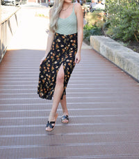 By Together - Floral Print Straight-line Midi Skirt