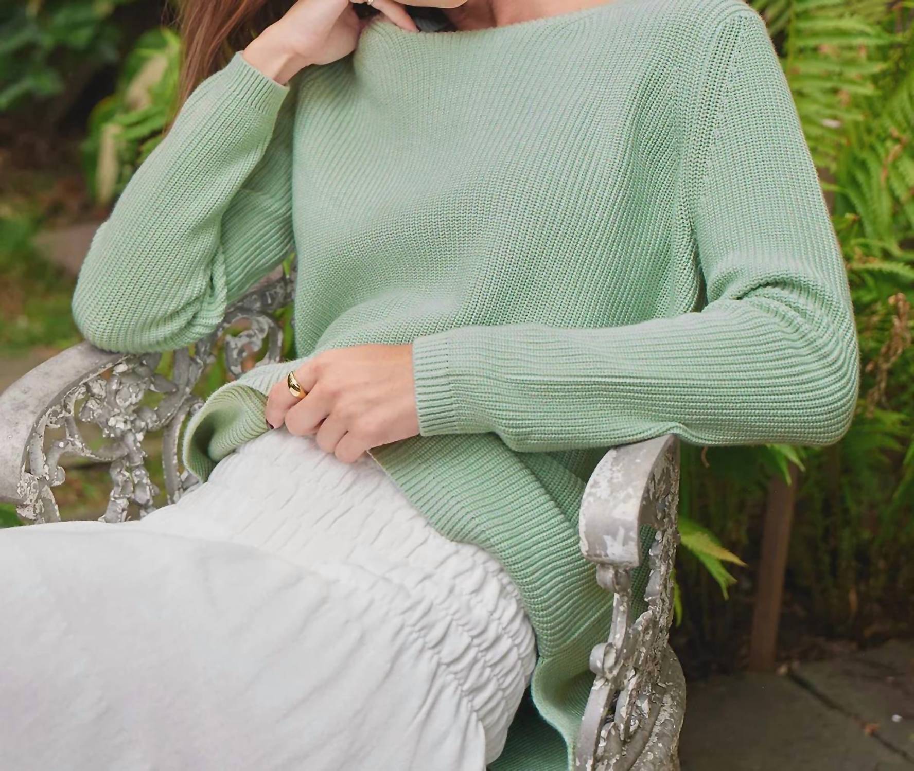 525 America - Crewneck Shaker Stitch Cotton Sweater