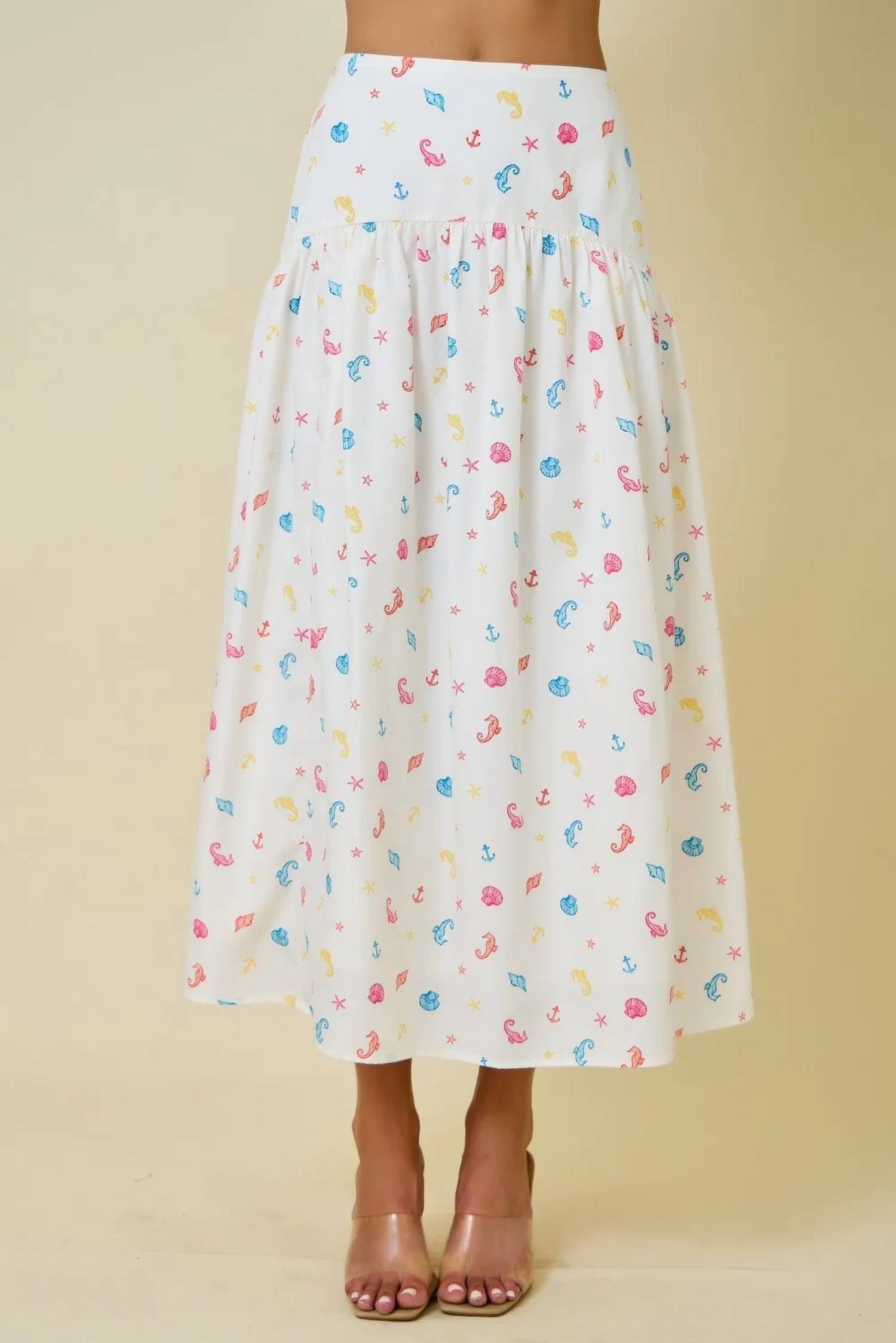 Day + Moon - Coastal Print Maxi Skirt