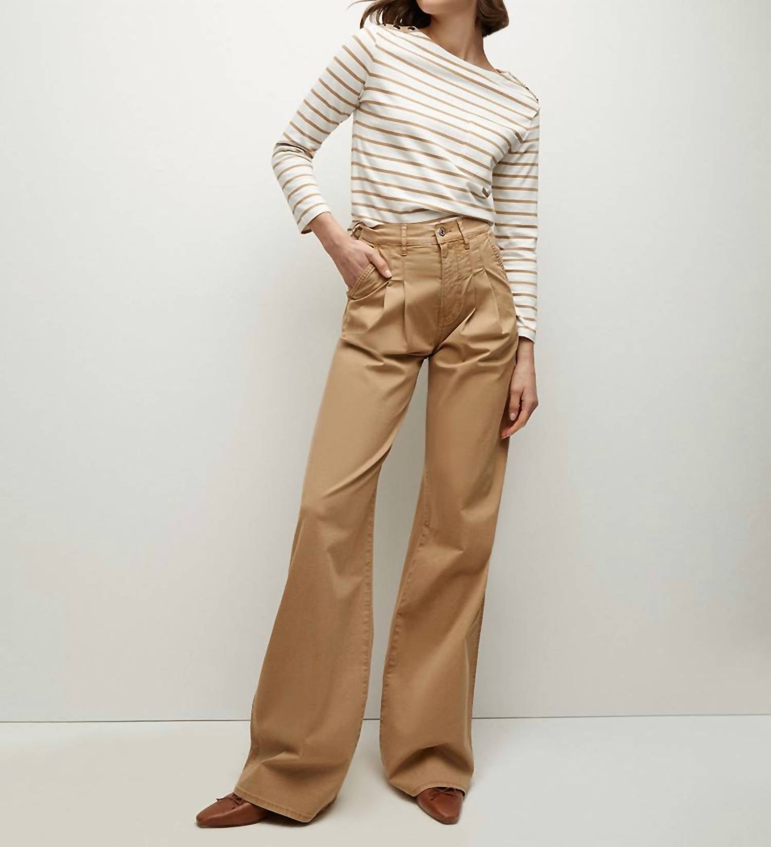 Veronica Beard Mia Pleated Wide-leg Pants in khaki - women's pants