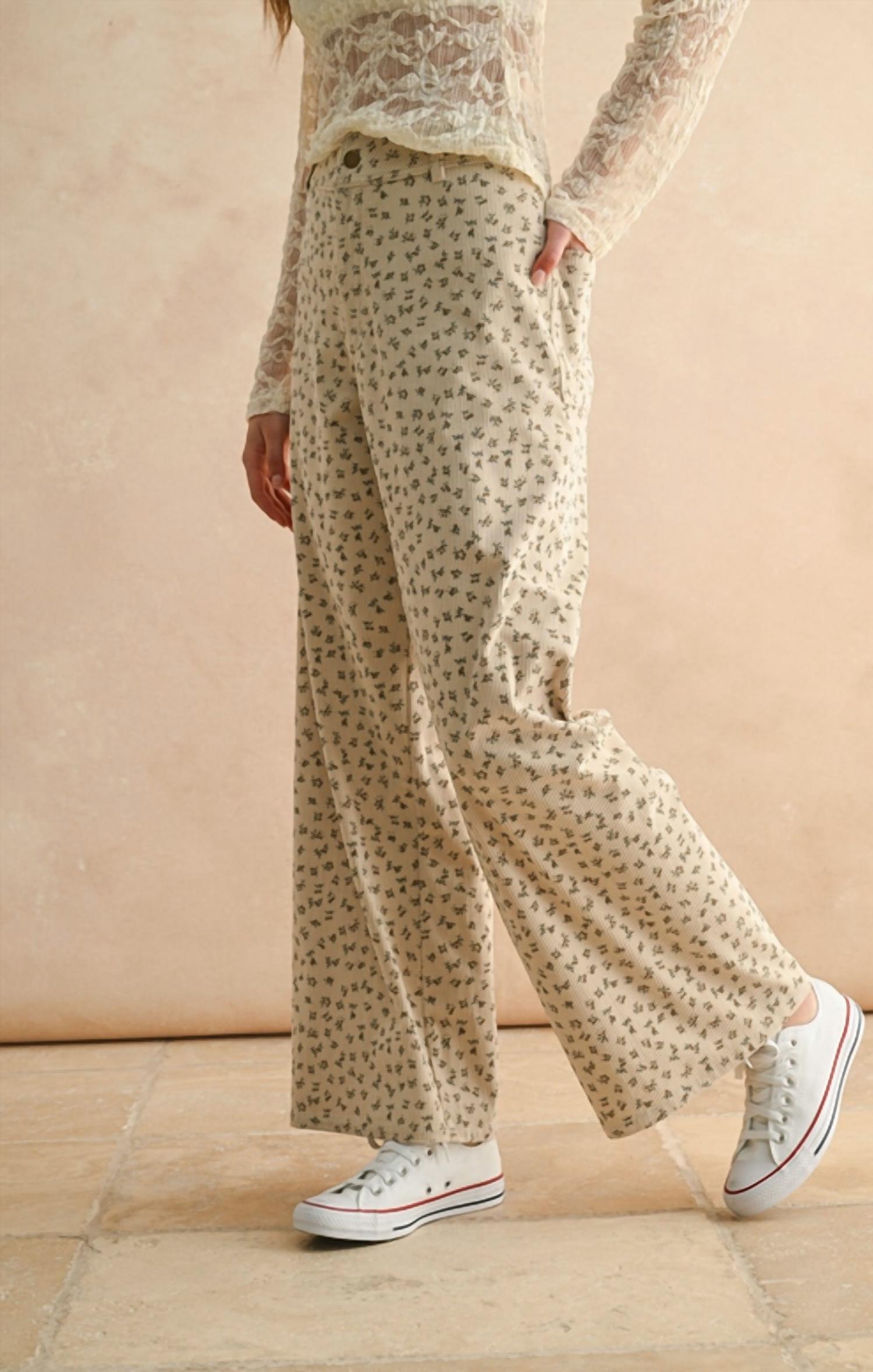 Miou Muse - Floral Corduroy Pants