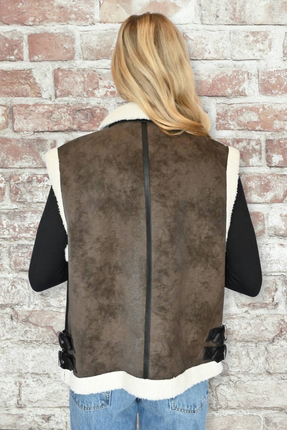 Elan - High Neck Faux Shearling Vest