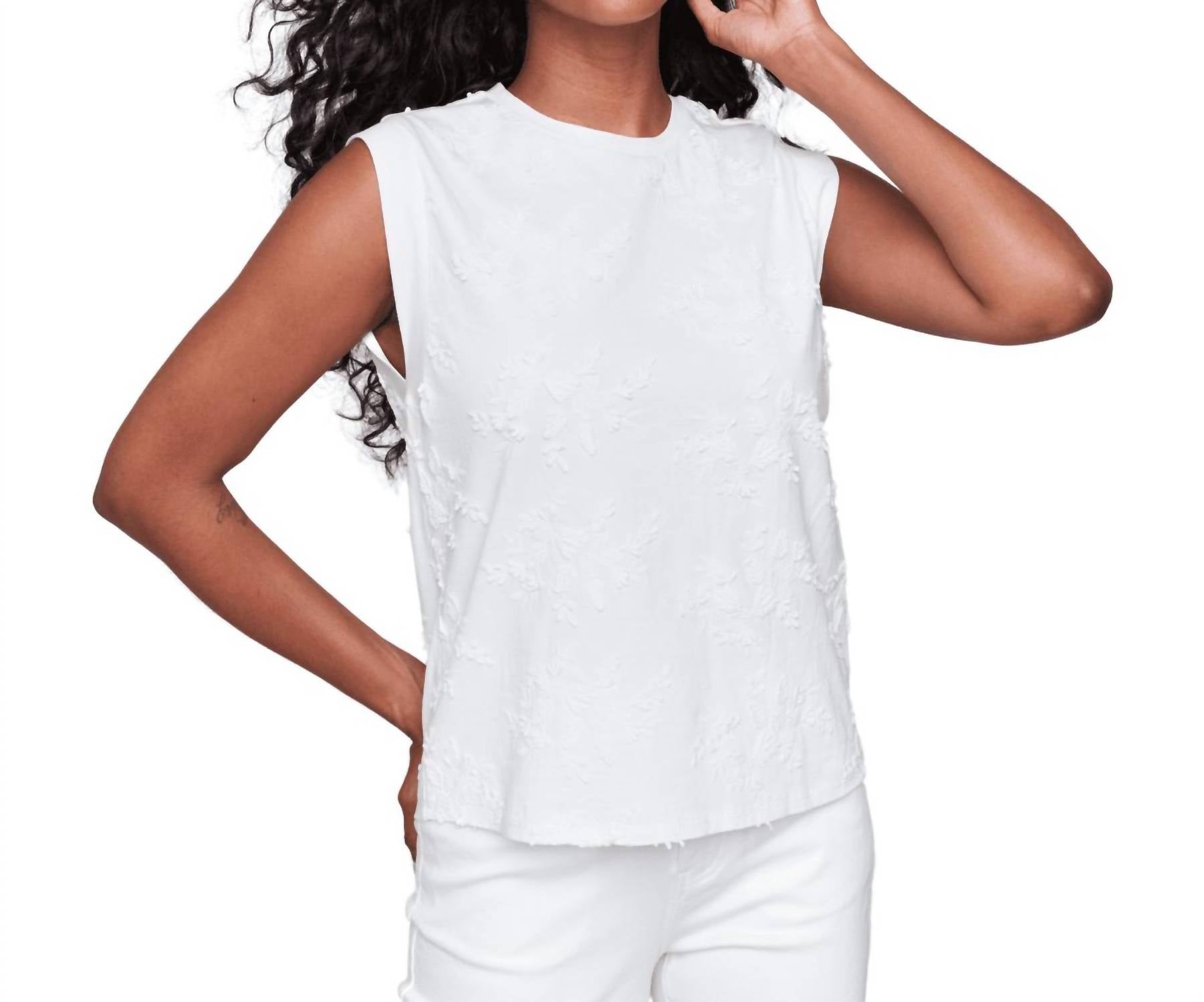 CHARLIE B Embroidered Appliqued Tank Top in white - women's tank top