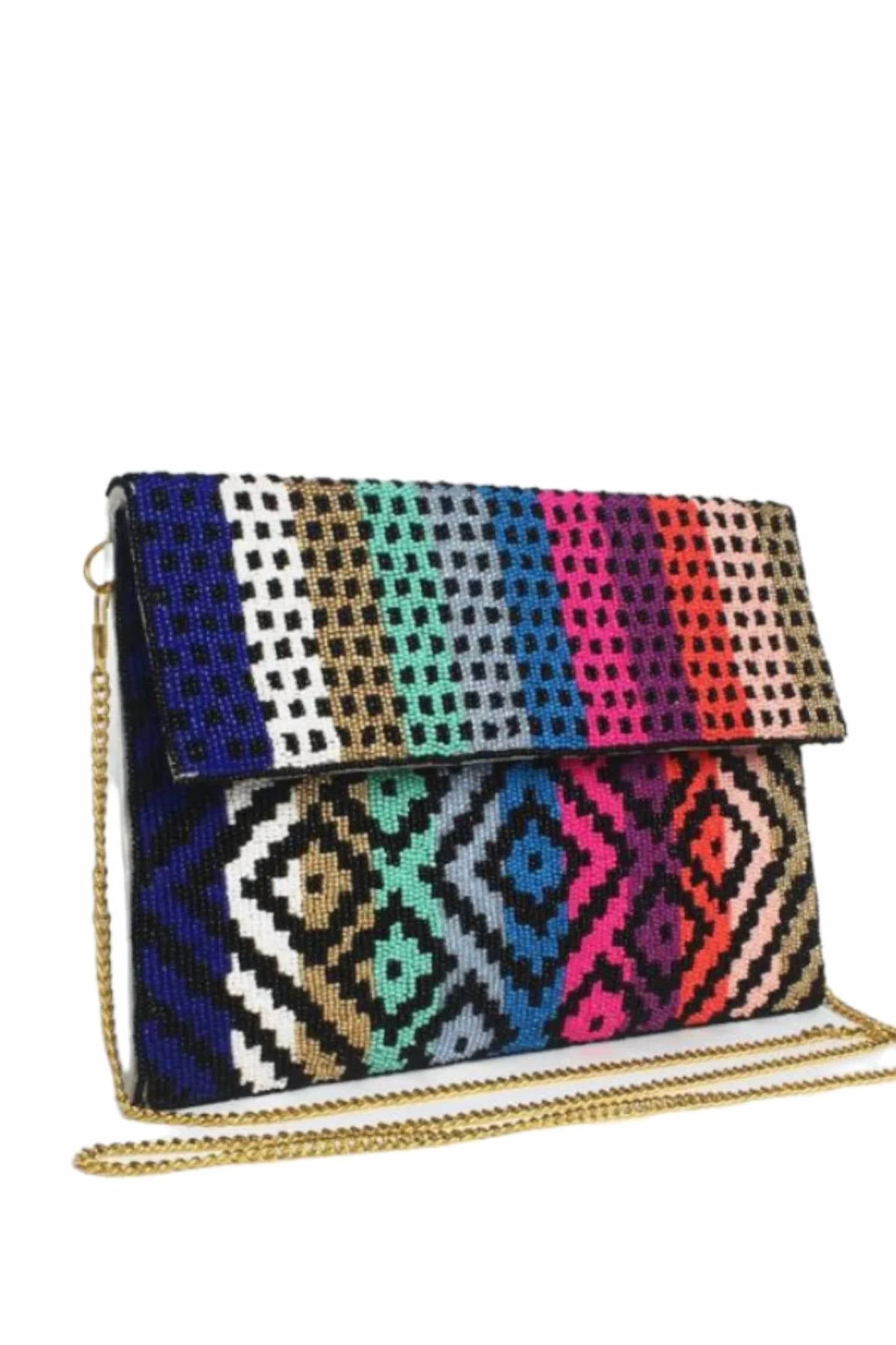 Maria Victoria - Women's Beaded Clutch With Cross Body Chain