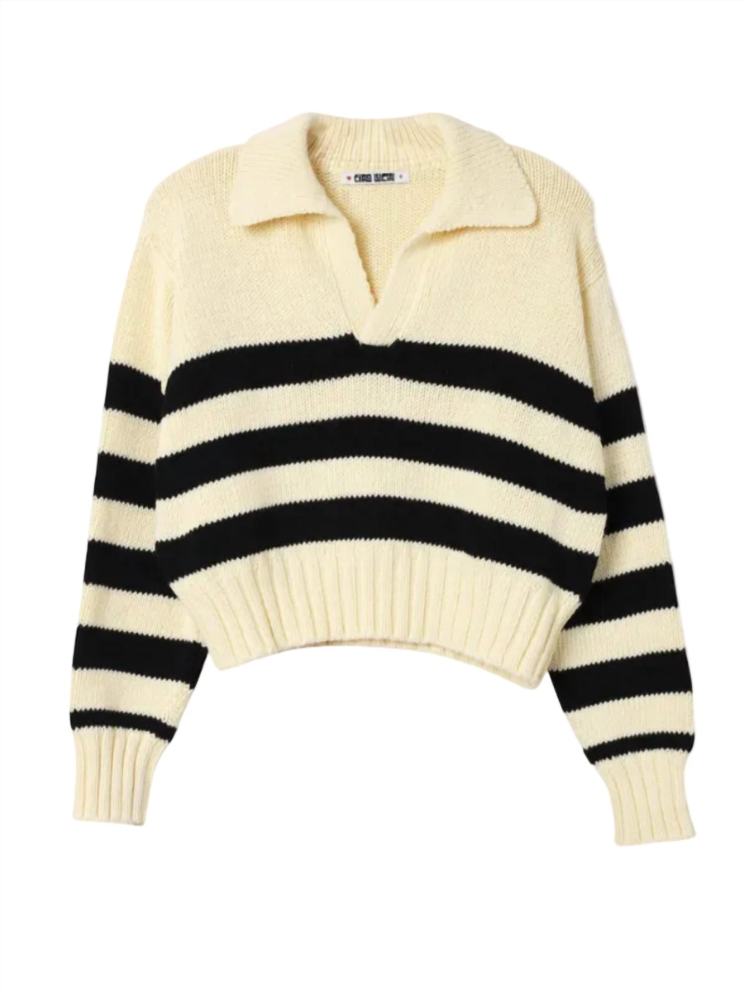 CIAO LUCIA Venezia Polo Sweater in ivory - women's sweater - alternate view