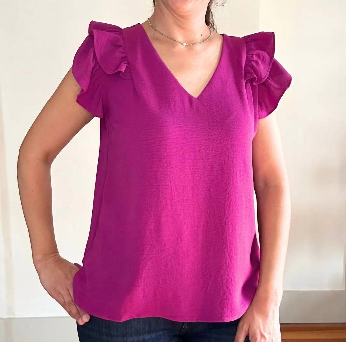 Umgee - Double Flutter Sleeve Top