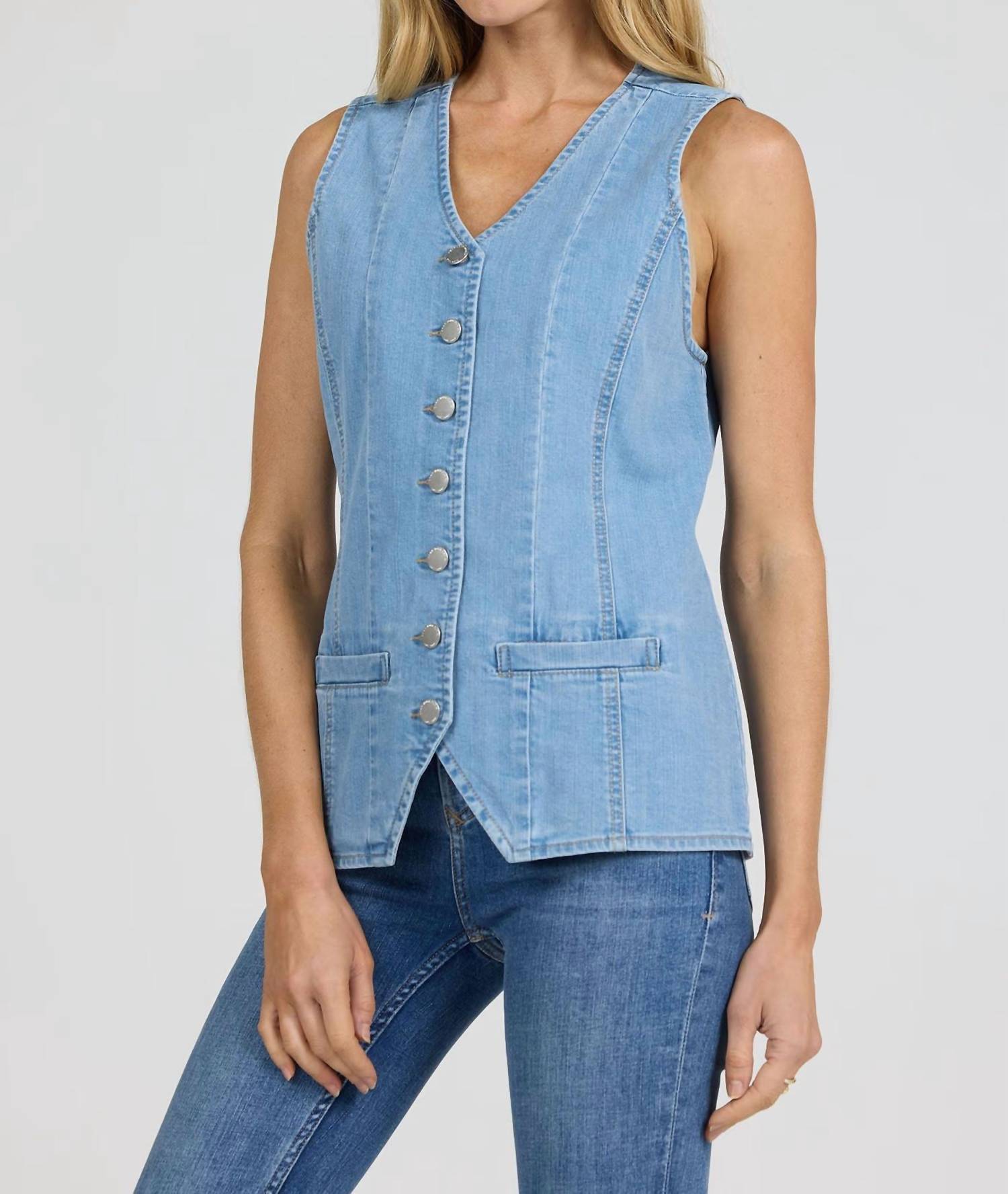 DEAR JOHN DENIM Prue Denim Vest in dark arthlow - women's jacket - alternate view
