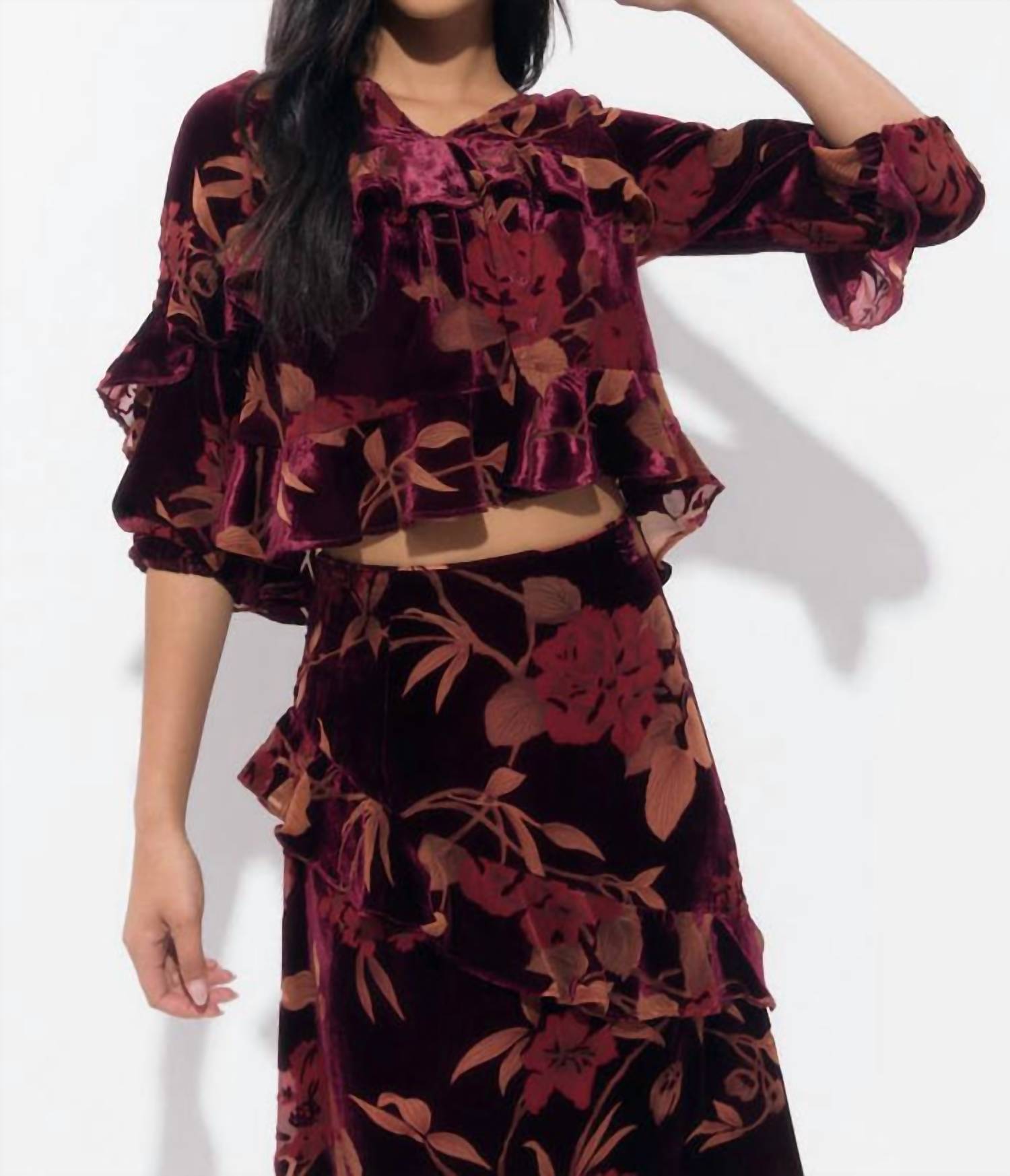 Adelyn Rae - ryanne flutter velvet skirt
