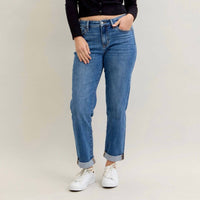 Judy Blue - Classic Cuffed Mid Rise Boyfriend Jeans