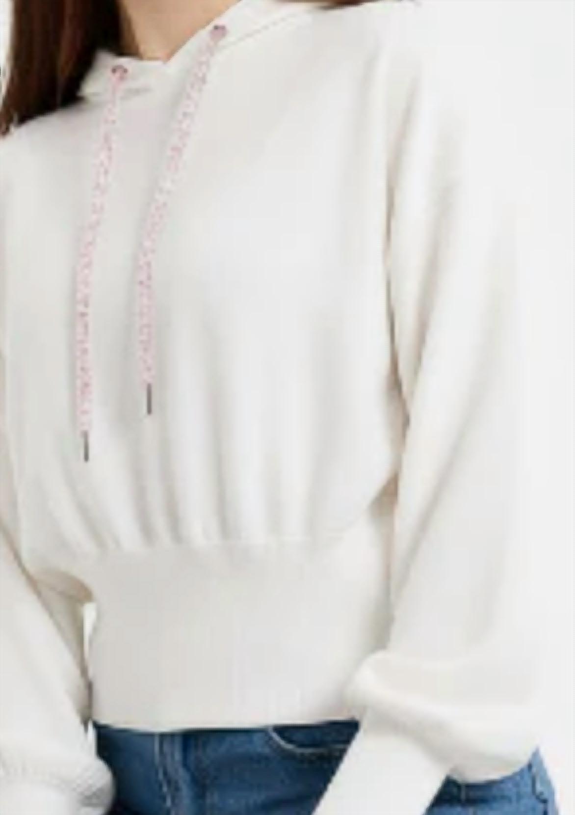 Brodie Cashmere Hilary Hoodie in organic white - women's top - detail view