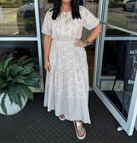 Mystree - Eyelet Short Sleeve Maxi Dress