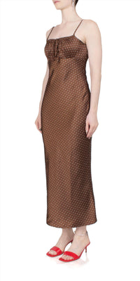 CIAO LUCIA Leo Satin Midi Dress in siena - women's dress - detail view