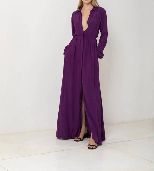 LONG SLEEVE BUTTON UP MAXI DRESS