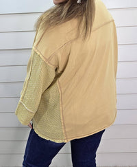 Easel - Oversized Polka Dot Mineral Wash Quarter Snap Top