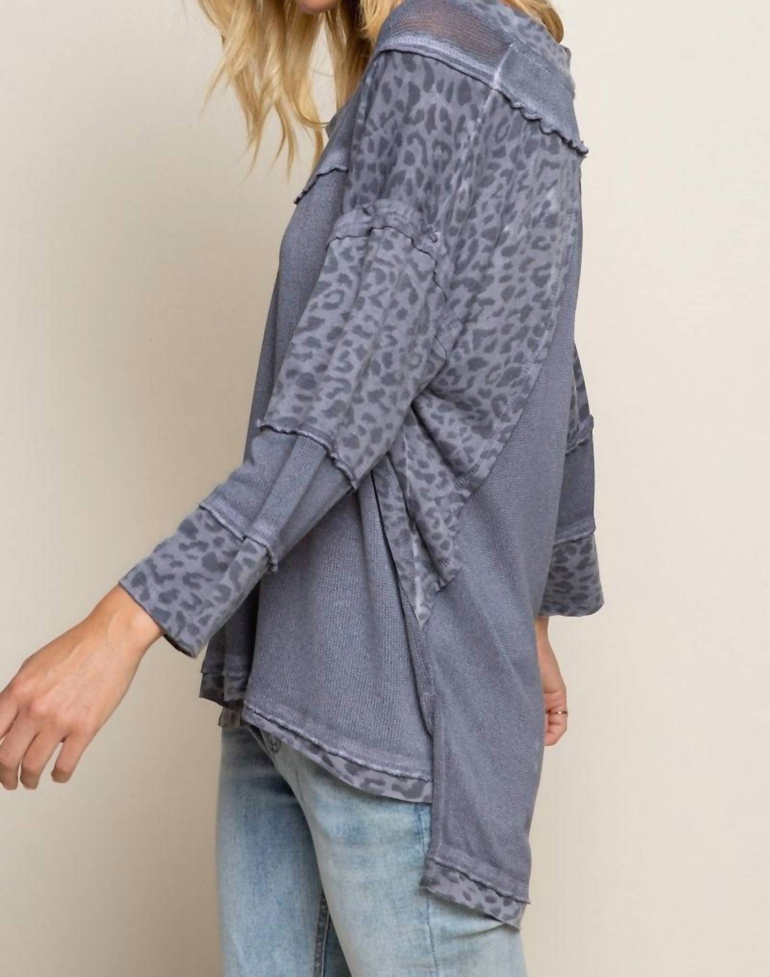 POL Fearless Perfect Knit Top in charcoal - women's sweater - alternate view