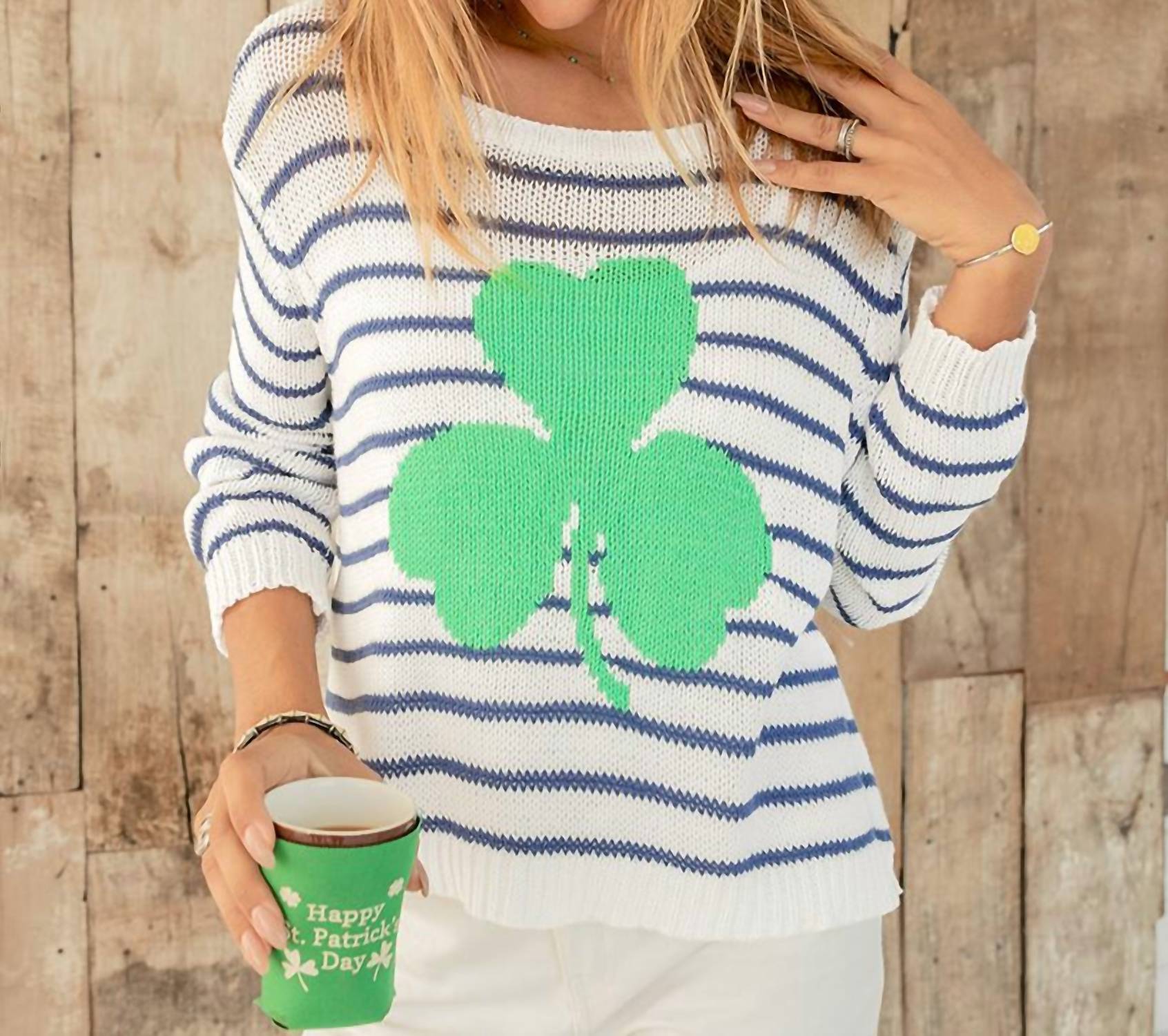 Wooden Ships - Shamrock Striped Crewneck Sweater