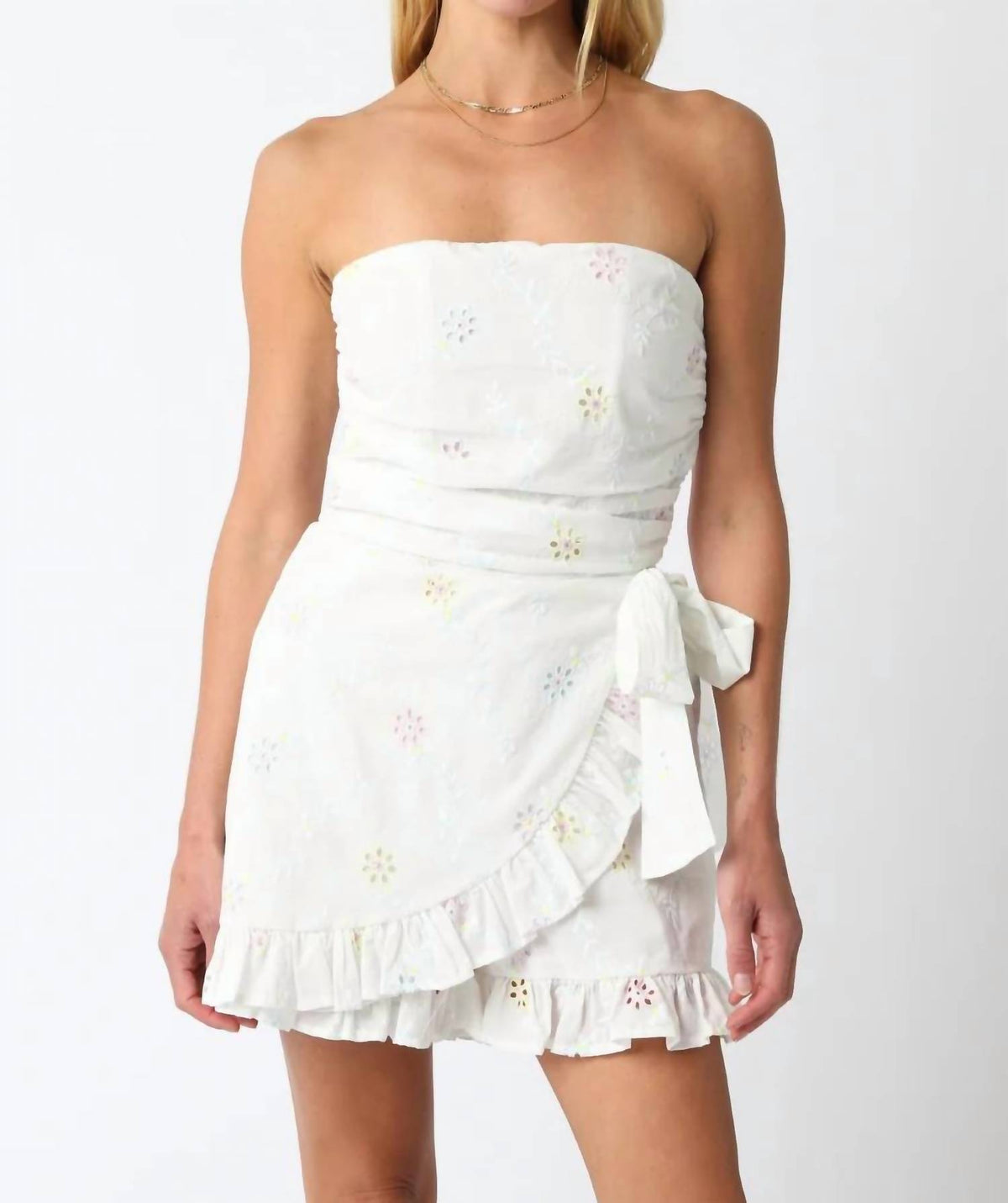 Olivaceous - Women's Eyelet Strapless Romper