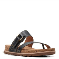 Clarks Women's Yacht Beach Sandal in black leather - women's sandal